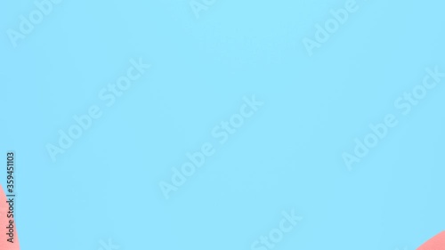 3d rendering pink headphones move, dance and approach on a blue background. Slow motion animation for advertising, digital marketing, social network. Unusual funny design, cartoon style joke.