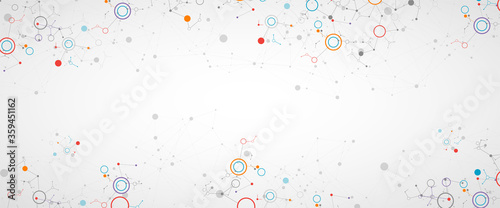 Geometric abstract background with connected line and dots. Futuristic digital background for science and technology.