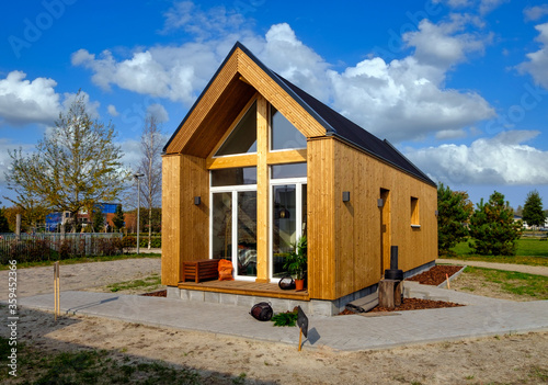 A so called Tiny House, small ecological wooden house photo