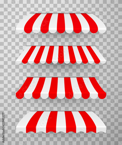 Striped awnings, overhang realistic set.