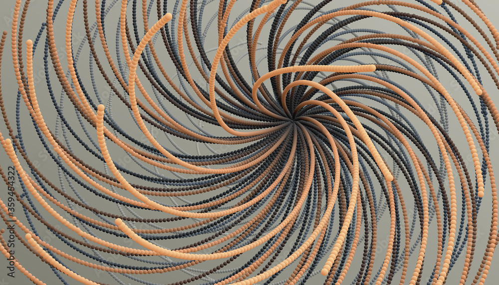 Fototapeta premium Point explode. Array with dynamic emitted particles. 3d technology style. Abstract background. Vector illustration.