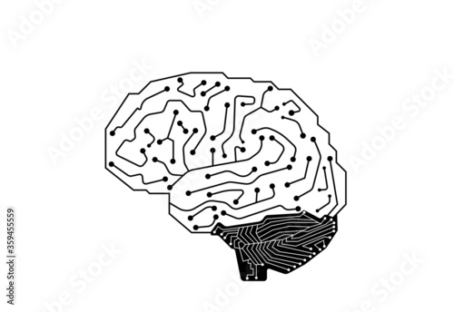 Digital human brain with computer circuit board.