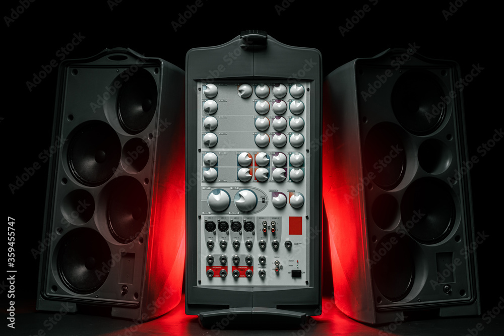 Fototapeta premium Stereo audio system with large speakers and amplifier