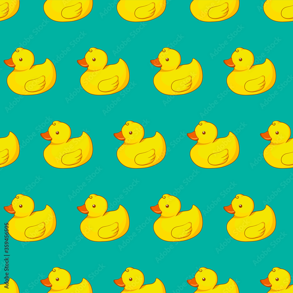 Vector seamless pattern with yellow ducks