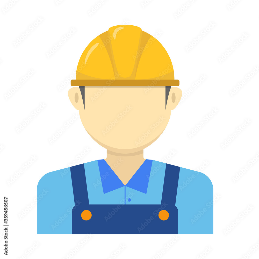 Construction worker avatar icon in flat design isolated on white background Construction worker avatar icon in flat design isolated on white background