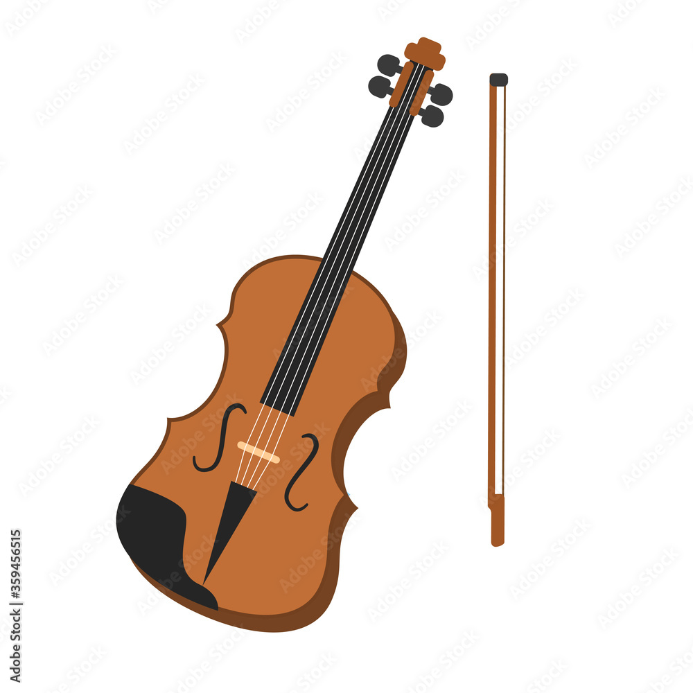 Violin vector illustration in flat design isolated on white background Violin vector illustration in flat design isolated on white background