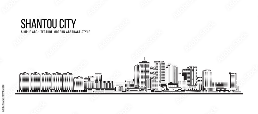 Cityscape Building Abstract Simple shape and modern style art Vector design -  Shantou city