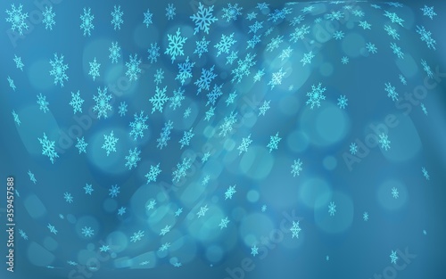 Light BLUE vector template with ice snowflakes. Shining colored illustration with snow in christmas style. The pattern can be used for new year ad, booklets.