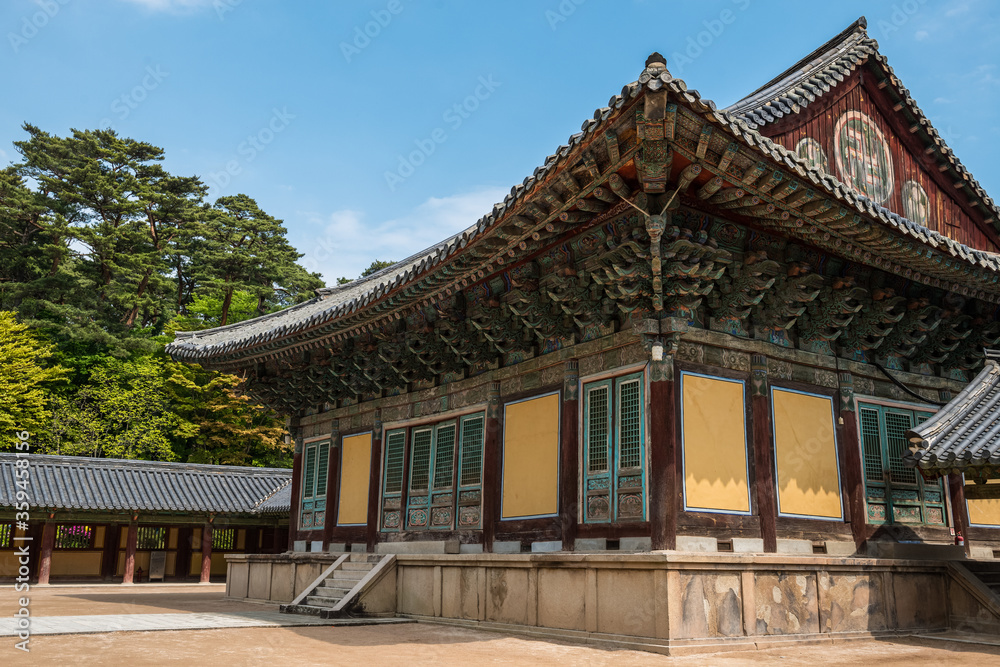 Main Hall and Courtyard in Bulguksa Temple Complex, Gyeongju, South Korea