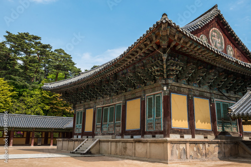 Main Hall and Courtyard in Bulguksa Temple Complex  Gyeongju  South Korea
