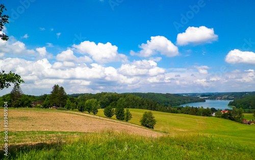 View of beautiful Ostrzyckie Lake, Kashubia, Poland. photo