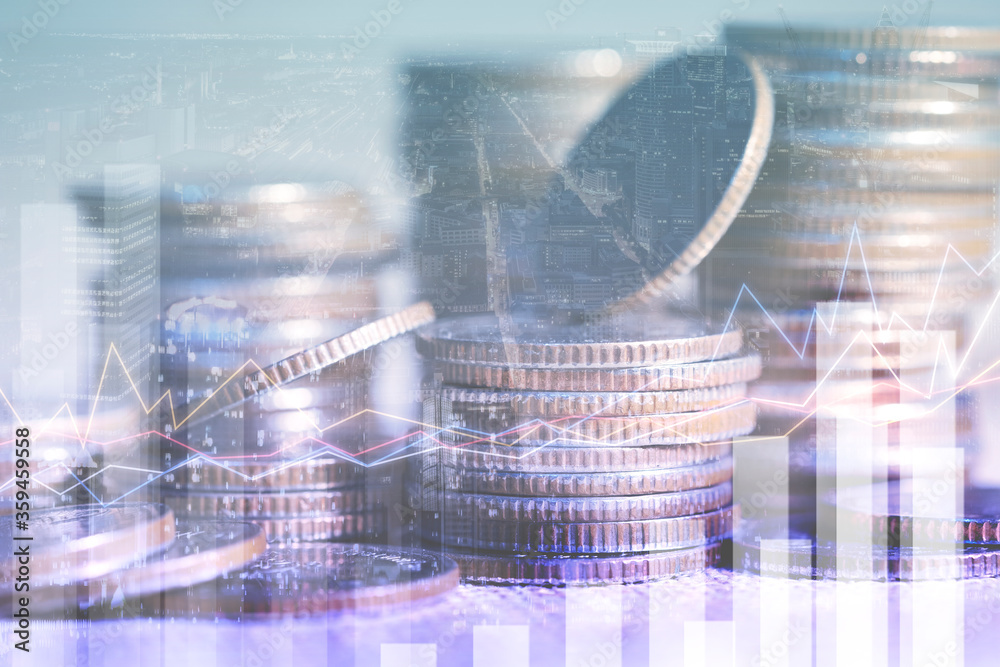 Fototapeta premium Stock market indicator and financial. Forex trading candlestick chart economic , ECN Digital economy.