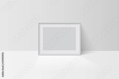 Gray horizontal frame mockup isolated on white background