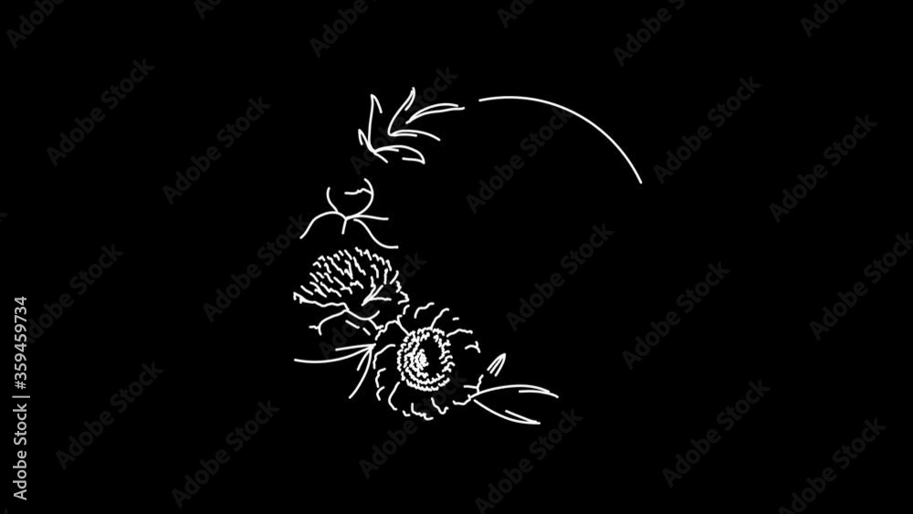 Flower animation frame for text invitations, postcards, billboards