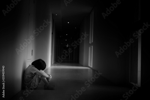 child was bullied, kid sad and unhappy, asian child was crying, upset, feel sick  © waranyu