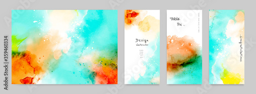 Set of Watercolor Card Layouts and Poster