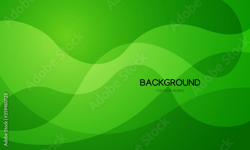 Green abstract background with curve lines. Vector illustration.