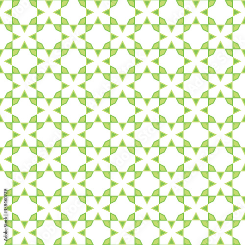 Vector seamless pattern texture background with geometric shapes  colored in green  white colors.