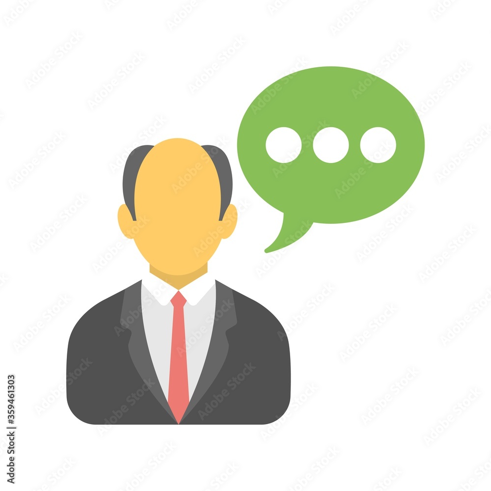 Person with speech bubble icon illustration. Chatting, talking symbol. Person with speech bubble icon illustration. Chatting, talking symbol.