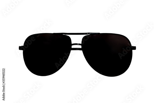 Black opaque sunglasses on a white background, isolated