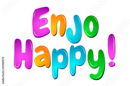 Enjo Happy in cartoon colorful letters banner for kids photo