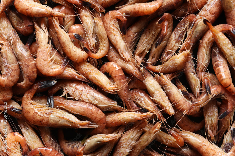 Photography of cooked shrimps for food background