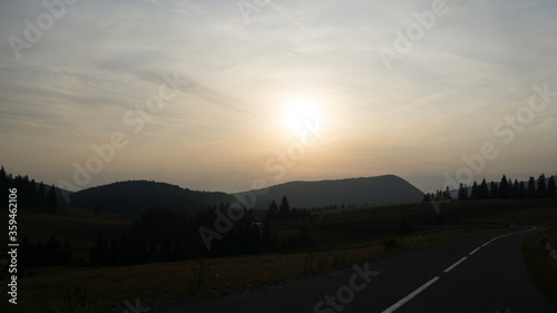 mountain road sunset