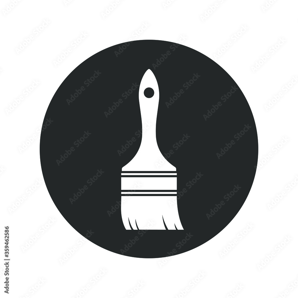 Obraz premium Paintbrush graphic icon. Paintbrush sign in the circle isolated on white background. Working tool painter symbol. Vector illustration