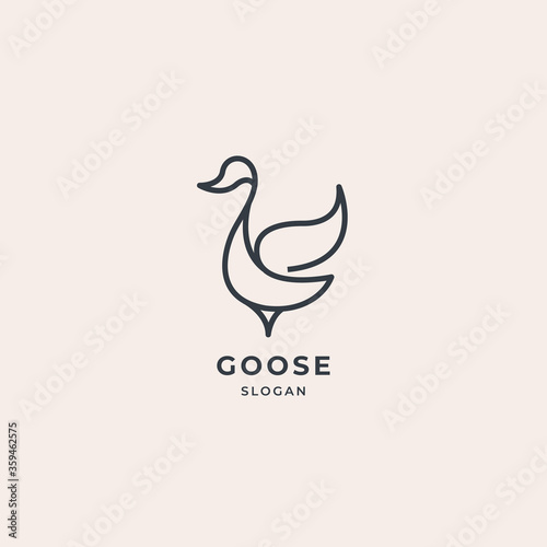 Outline goose logo with modern style and simple monoline or one line logo design inspiration. premium vector