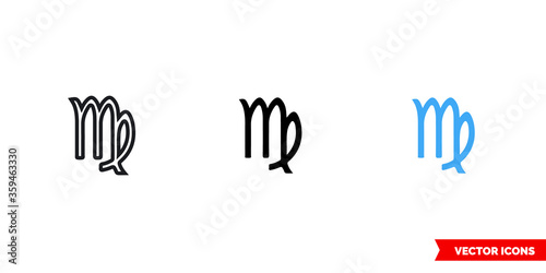 Virgo icon of 3 types. Isolated vector sign symbol.