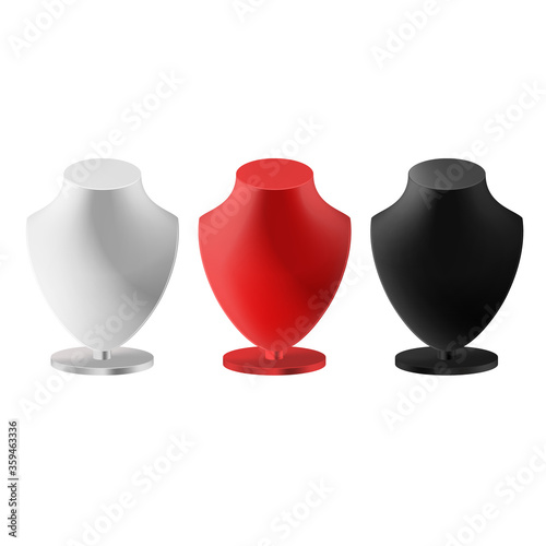 Realistic 3d Detailed Color Blank Necklace Display Set. Vector