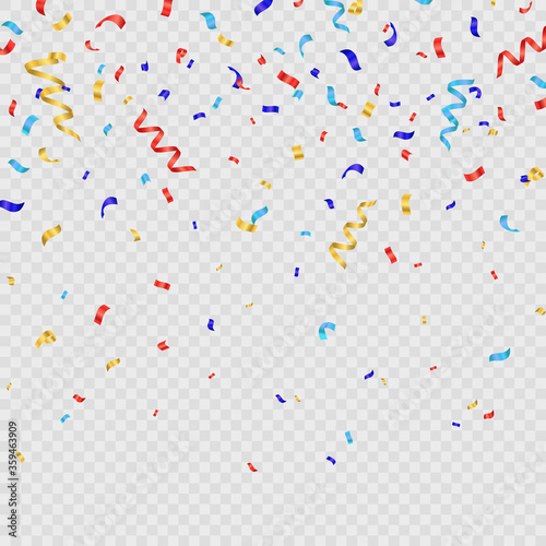 Realistic 3d Detailed Confetti Decoration Background. Vector