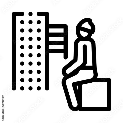 homeless sitting on box in city icon vector. homeless sitting on box in city sign. isolated contour symbol illustration