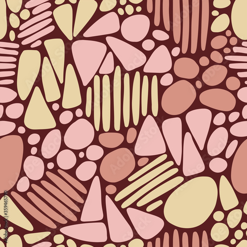 Seamless pattern with abstract scattered shapes.