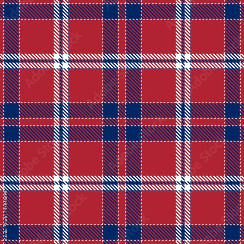 Blue, Red and White of Patriotic Tartan Seamless Patterns