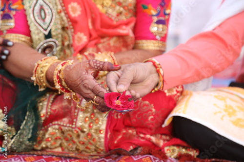 Indian traditional wear Hindu culture wedding celebration © axay