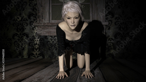 Tableau sur toile monstrous possessed woman menacing look