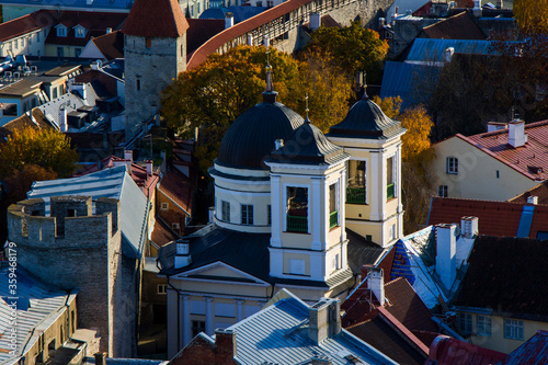 City view of Tallinn. Buildings and architecture exterior view in old town of Tallinn. photo