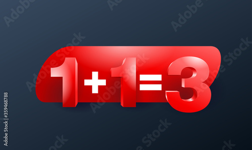 1 plus 1 is 3 banner for special offer - Buy two and get Three in 3D decoration 