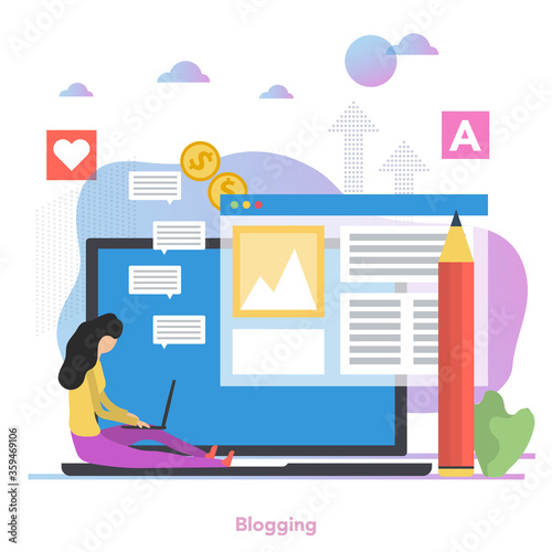 Vector square concept of Blogging flat illustration
