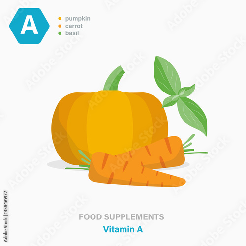Vector flat isolated icon of food supplements - Vitamin A