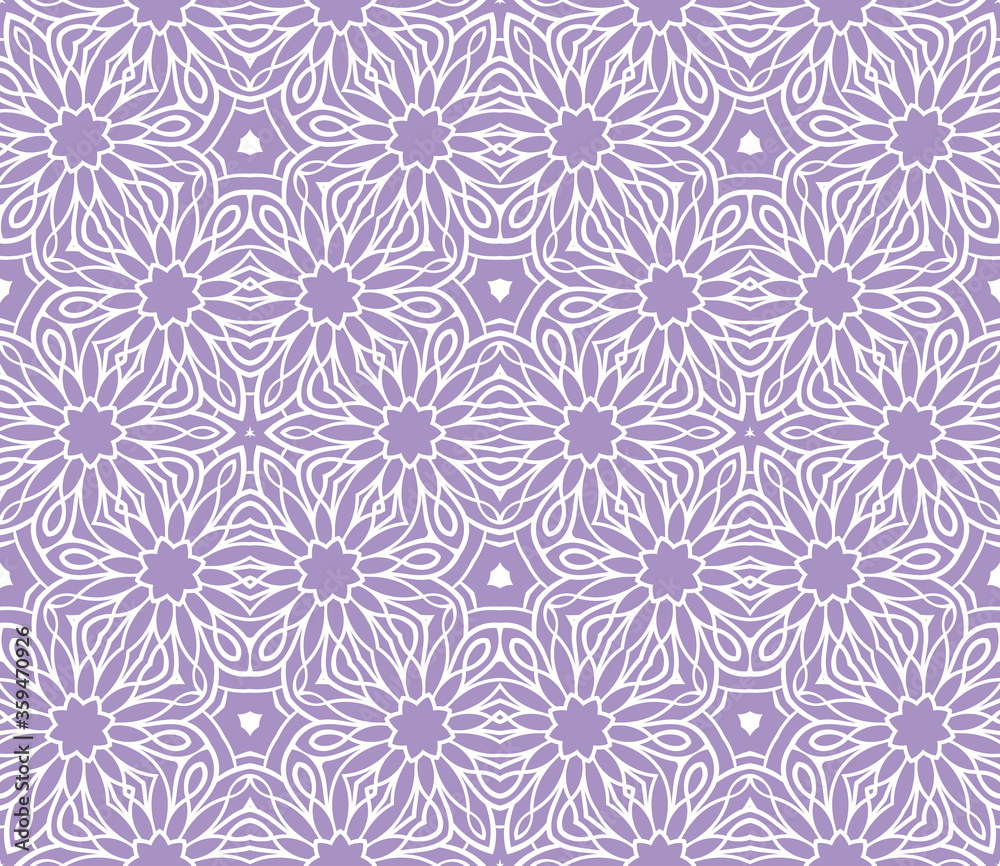 Fantasy seamless pattern with ornamental mandala. Abstract round doodle flower background. Floral geometric circle. Vector illustration. Fantasy seamless pattern with ornamental mandala. Abstract round doodle flower background. Floral geometric circle. Vector illustration.