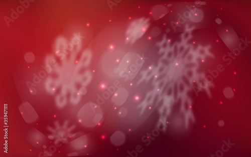 Dark Red vector texture with colored snowflakes. Snow on blurred abstract background with gradient. New year design for your business advert.