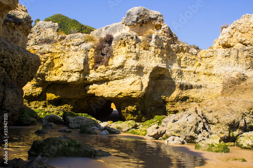 A deserted cove along from the Oura Praia Beach Portugal
