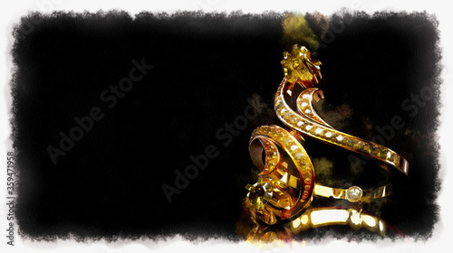 Fényképezés Antique Ring in BELLE EPOQUE style