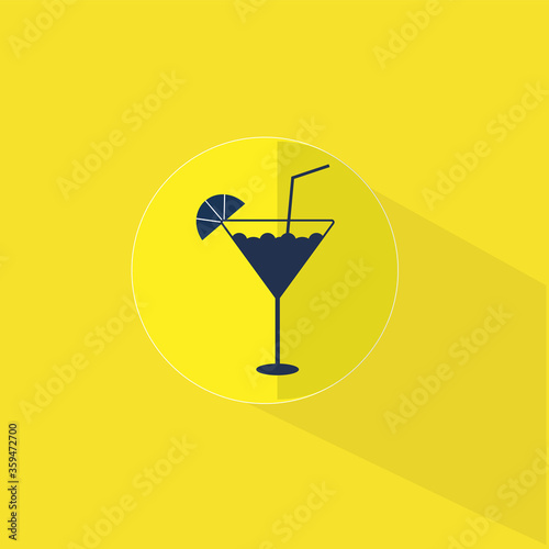 lemon juice glass flat icon. A glass of drink for refreshment.