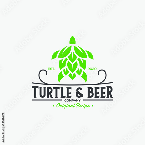 turtle and beer craft brewery logo design for bar or drink company