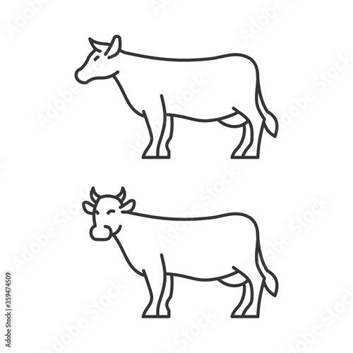 Cow Icons on White Background. Line Style Vector © Sergei Sizkov