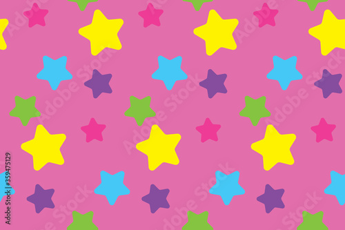 Seamless pattern with stars. Colorful background. Simple creative print for clothes, web, greeting cards, gift wrap and design. Yellow, blue, purple, pink and green colors. Jpg file