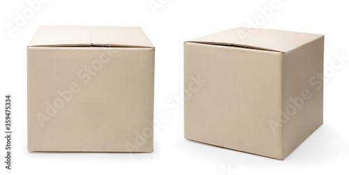 Brown paper box isolated on white background., Parcel delivery concept